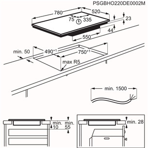 Electrolux 600 SaphirMatt SE® Bridge Hob2Hood, ширина 80 см, черный - Интегрируемая индукционная варочная панель