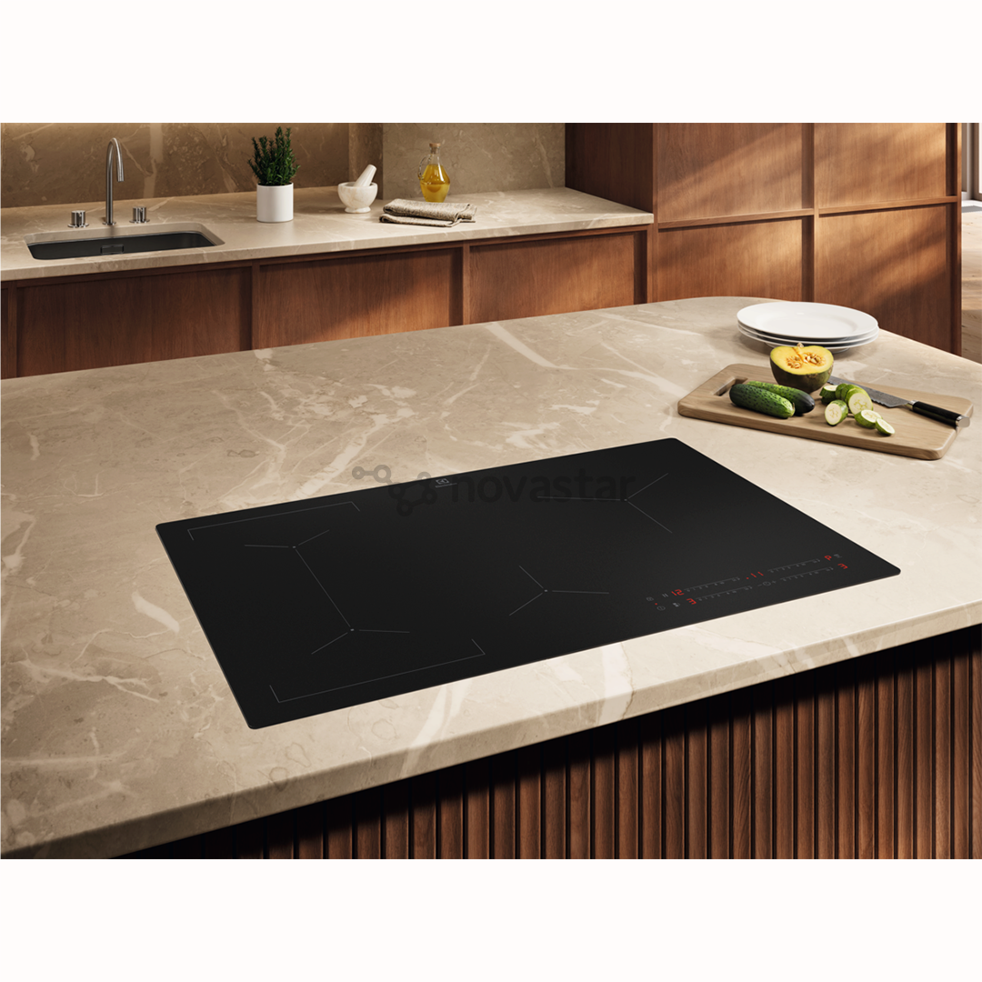 Electrolux 600 SaphirMatt SE® Bridge Hob2Hood, plotis 80 cm, juoda - Įmontuojama indukcinė kaitlentė