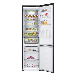 LG, NoFrost, 387 L, aukštis 203 cm, juodas - Šaldytuvas