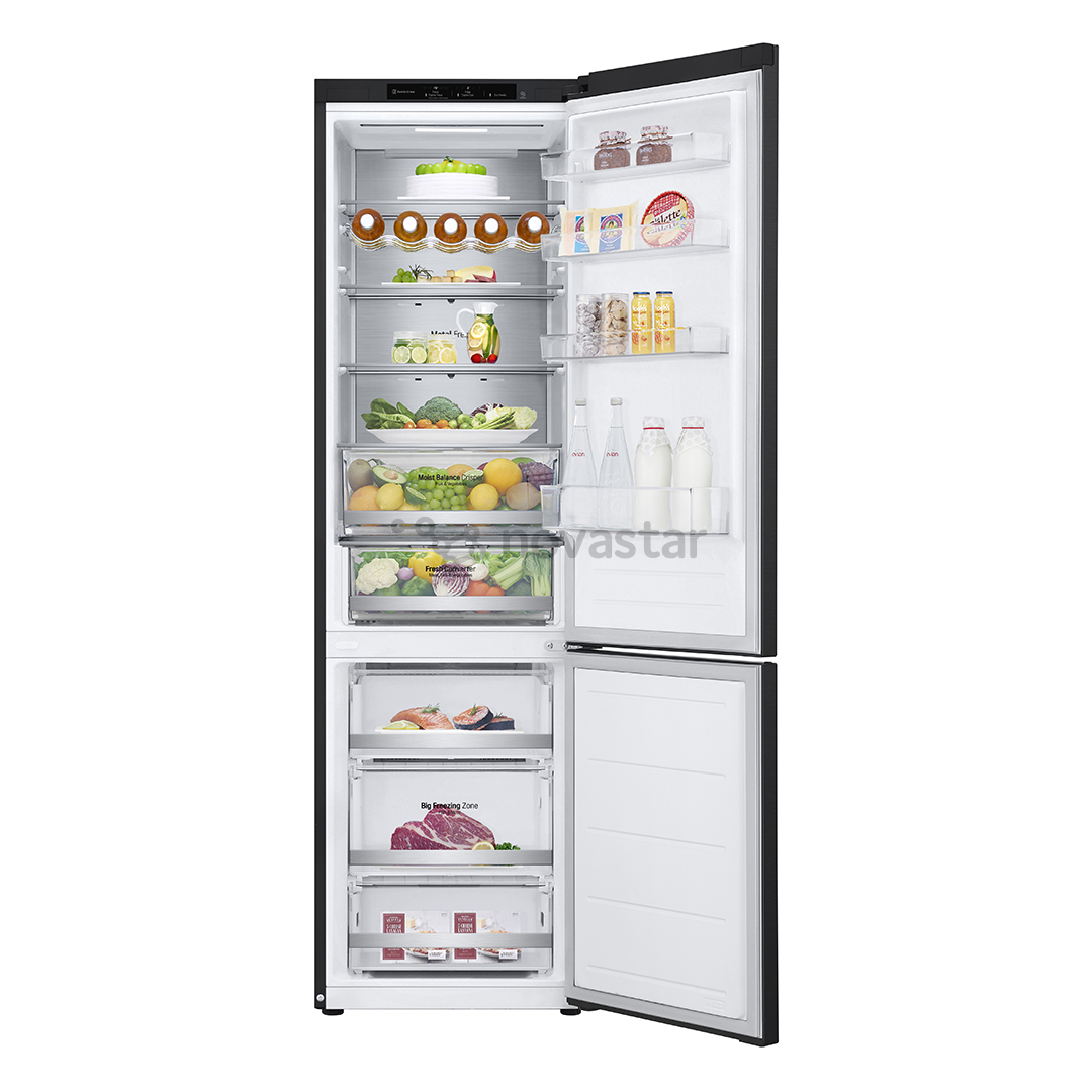 LG, NoFrost, 387 L, aukštis 203 cm, juodas - Šaldytuvas