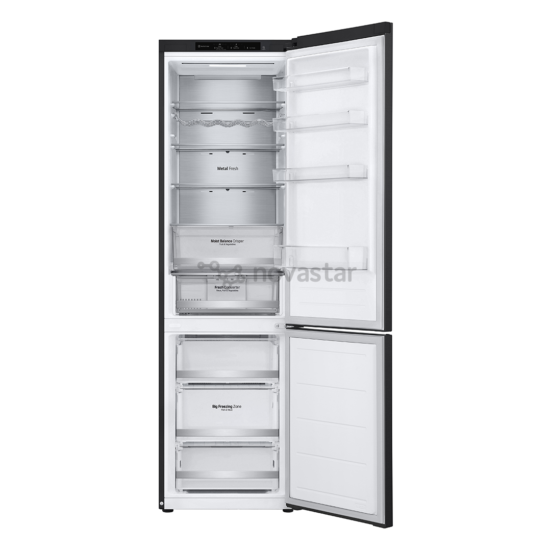 LG, NoFrost, 387 L, aukštis 203 cm, juodas - Šaldytuvas