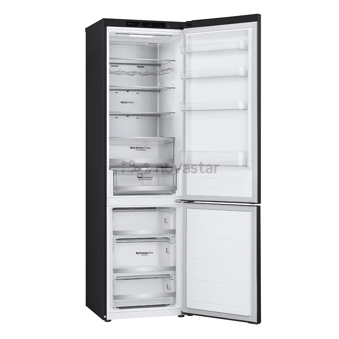 LG, NoFrost, 387 L, aukštis 203 cm, juodas - Šaldytuvas