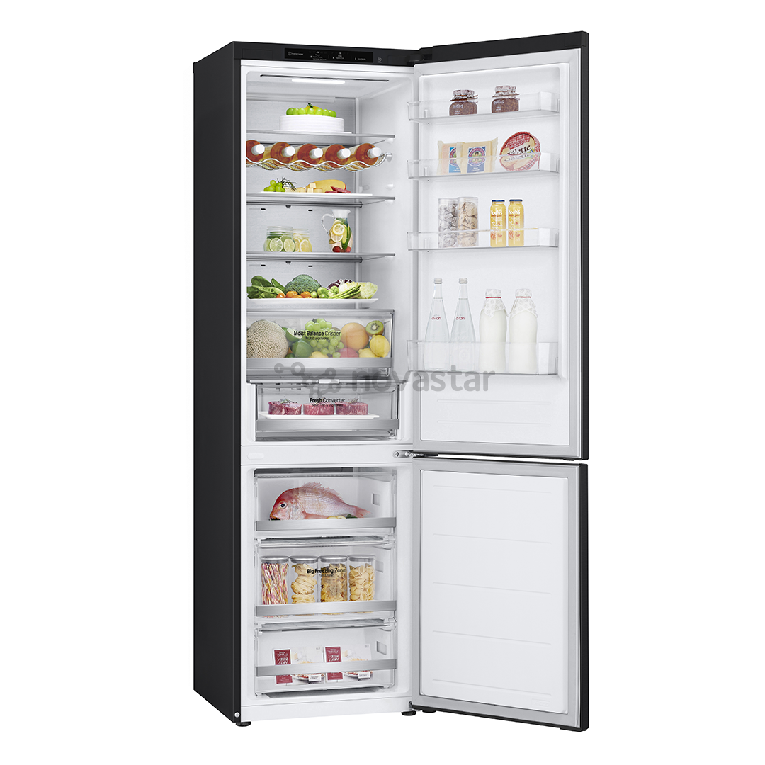 LG, NoFrost, 387 L, aukštis 203 cm, juodas - Šaldytuvas