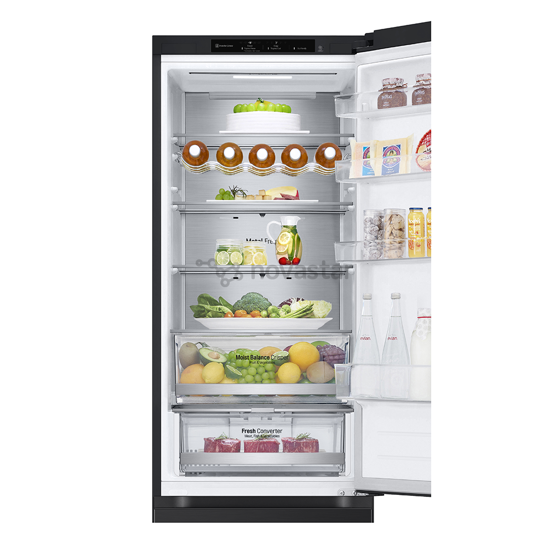 LG, NoFrost, 387 L, aukštis 203 cm, juodas - Šaldytuvas
