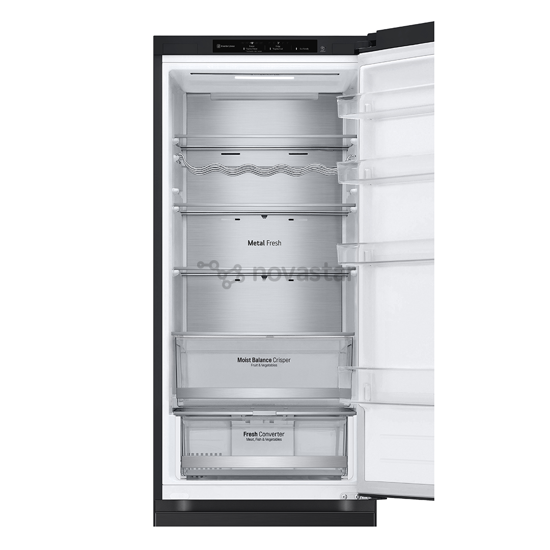 LG, NoFrost, 387 L, aukštis 203 cm, juodas - Šaldytuvas