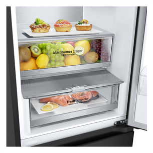 LG, NoFrost, 387 L, aukštis 203 cm, juodas - Šaldytuvas