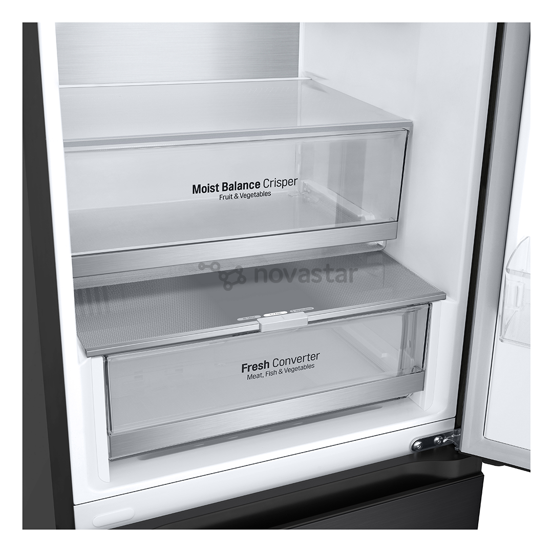 LG, NoFrost, 387 L, aukštis 203 cm, juodas - Šaldytuvas