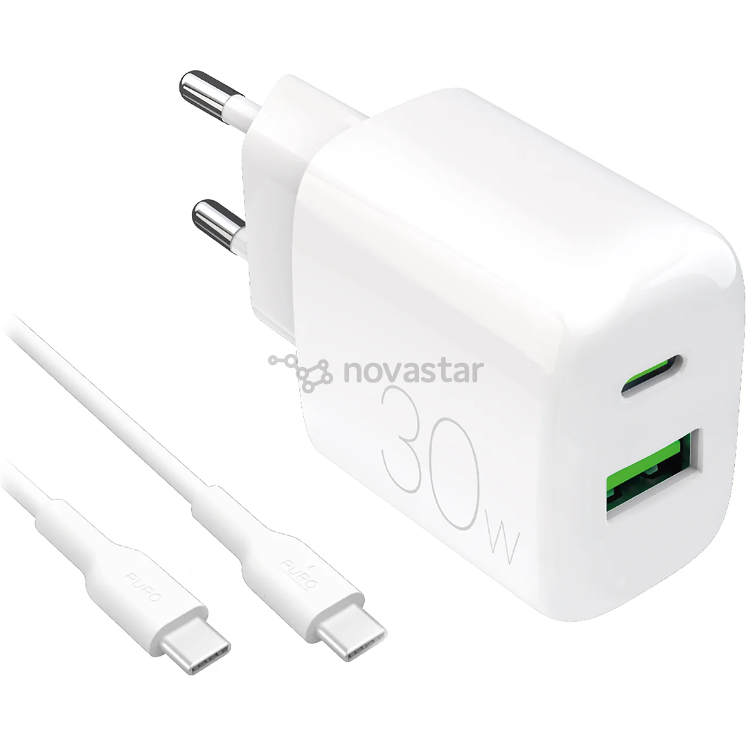 Puro Pro Lite Charger + USB-C cable, 30W, white - Power adapter