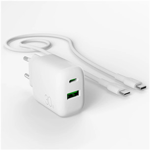 Puro Pro Lite Charger + USB-C cable, 30W, white - Power adapter