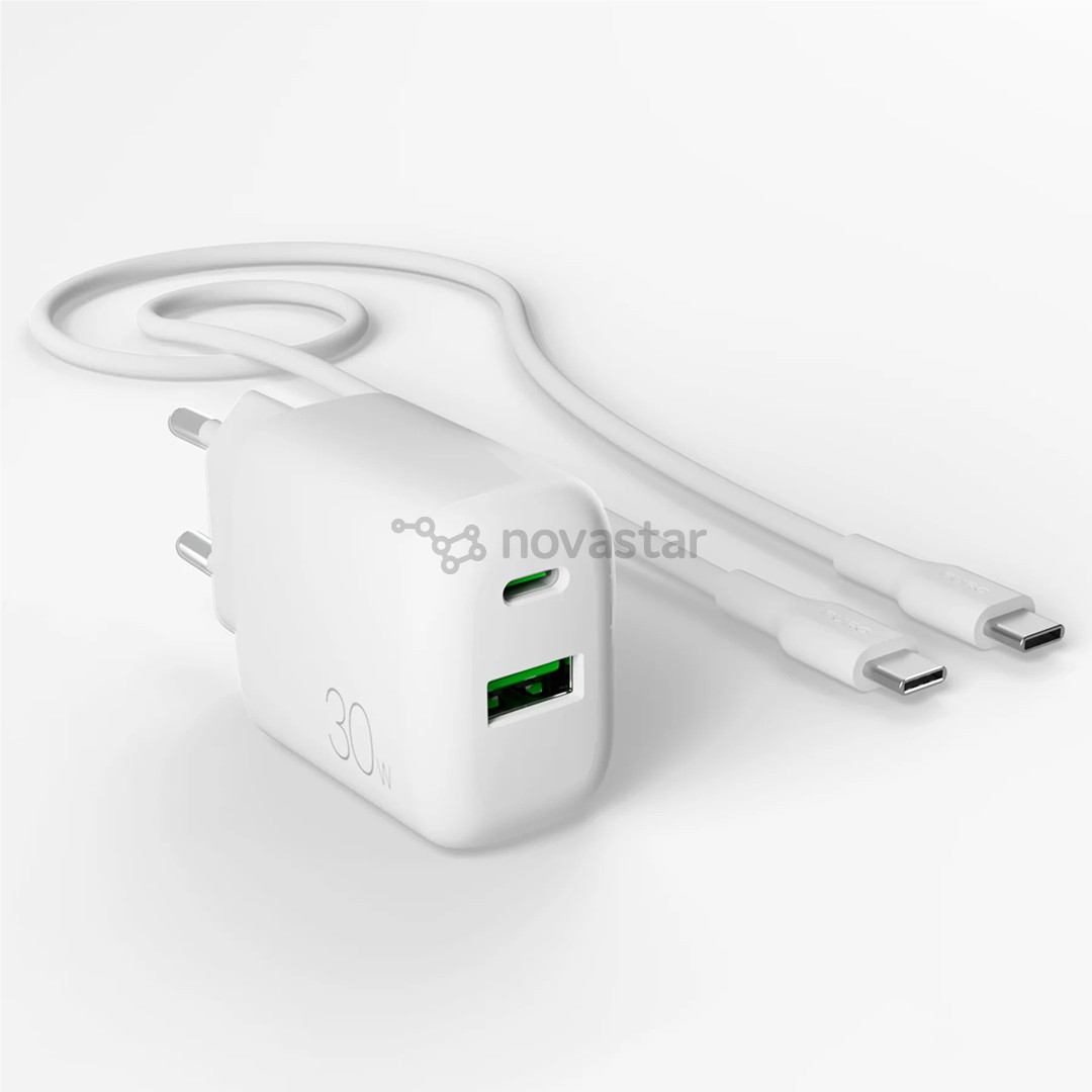 Puro Pro Lite Charger + USB-C cable, 30W, white - Power adapter