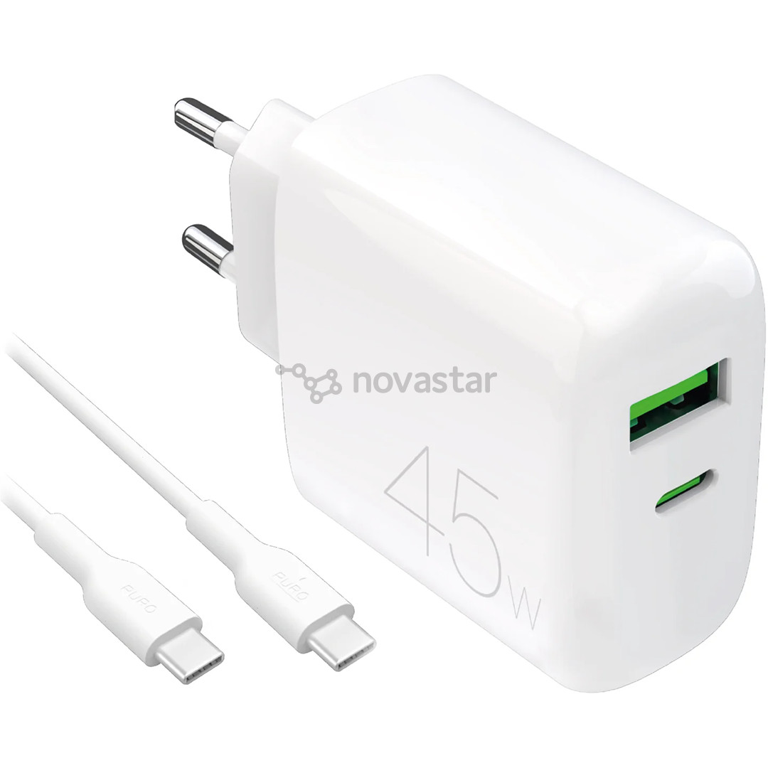 Puro Pro Lite Charger + USB-C cable, 45W, white - Power adapter