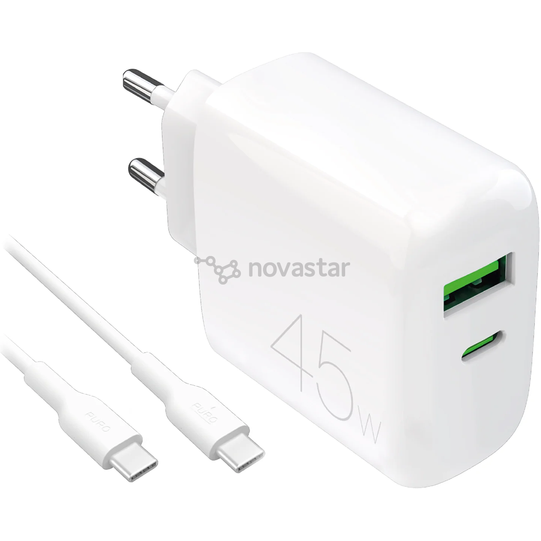 Puro Pro Lite Charger + USB-C cable, 45W, baltas - Įkroviklis