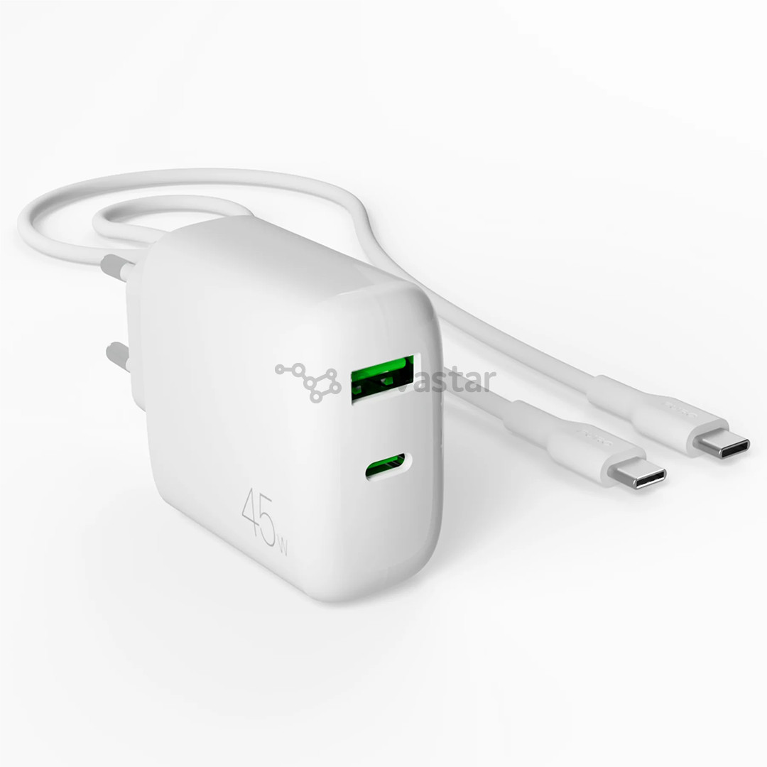 Puro Pro Lite Charger + USB-C cable, 45W, white - Power adapter