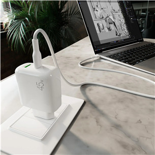 Puro Pro Lite Charger + USB-C cable, 45W, white - Power adapter