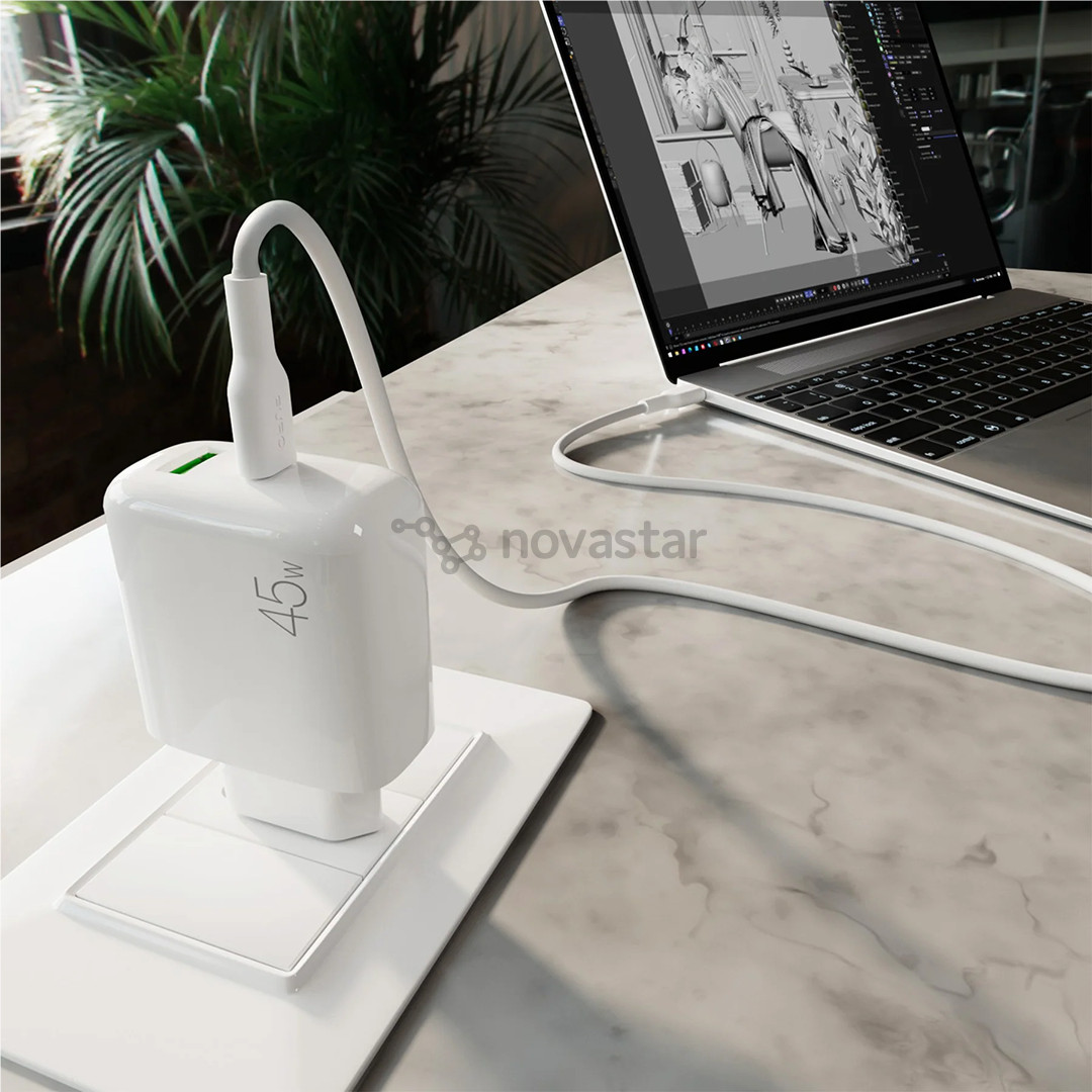 Puro Pro Lite Charger + USB-C cable, 45W, white - Power adapter