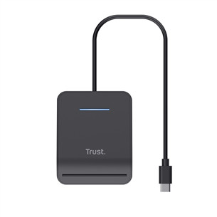 Trust Primo Smart Card Reader, USB-C, juodas - Išmanusis kortelių skaitytuvas 26061