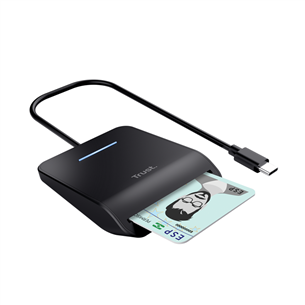 Trust Primo Smart Card Reader, USB-C, juodas - Išmanusis kortelių skaitytuvas