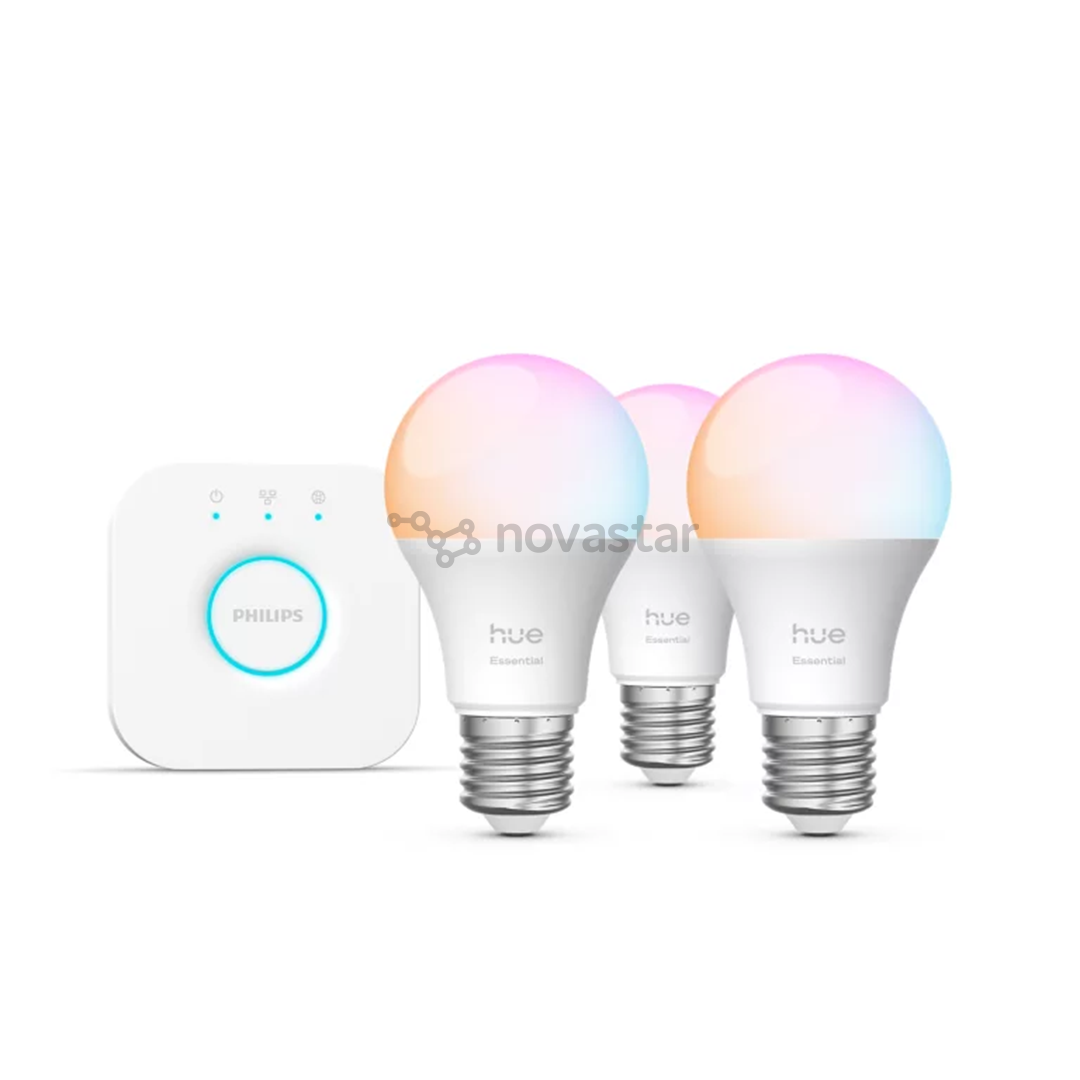 Philips Hue Essential Starter Kit, A60 + Hue Bridge, Full Color, E27, 3 pc, white - Smart light