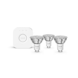 Philips Hue Essential Starter Kit, Spotlight + Hue Bridge, Full Color, GU10, 3 pc, white - Smart light kit