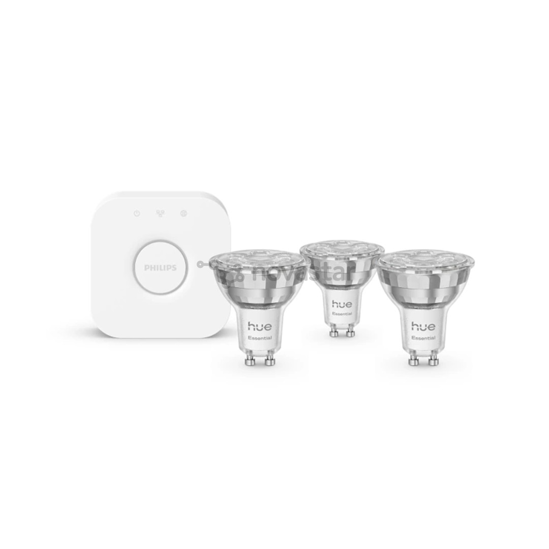 Philips Hue Essential Starter Kit, Spotlight + Hue Bridge, Full Color, GU10, 3 шт., белый - Комплект умных ламп