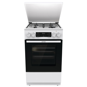 Gorenje, 62 L, plotis 50 cm, balta - Dujinė viryklė su elektrine orkaite GK5C42WJ