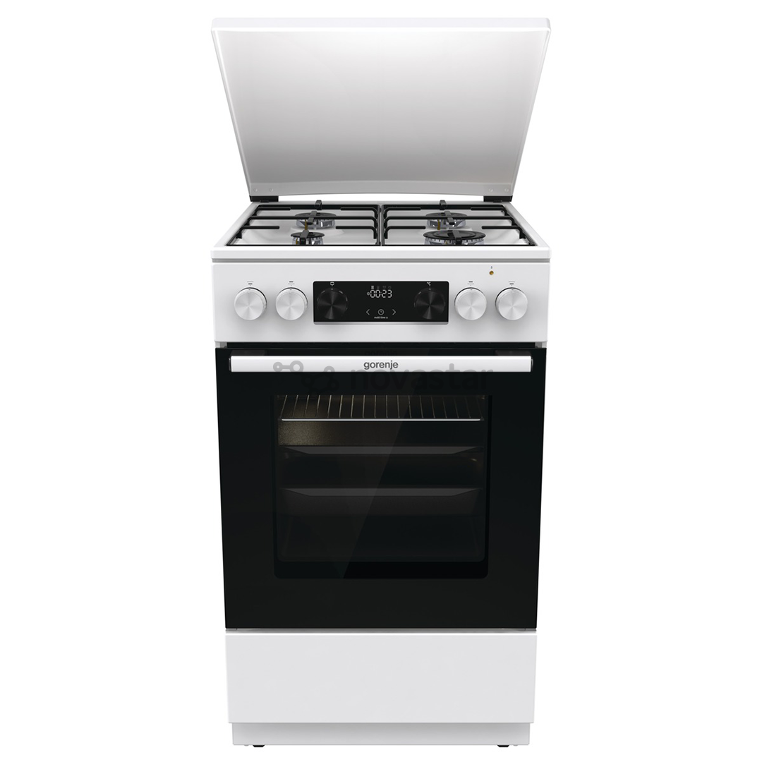 Gorenje, 62 L, plotis 50 cm, balta - Dujinė viryklė su elektrine orkaite