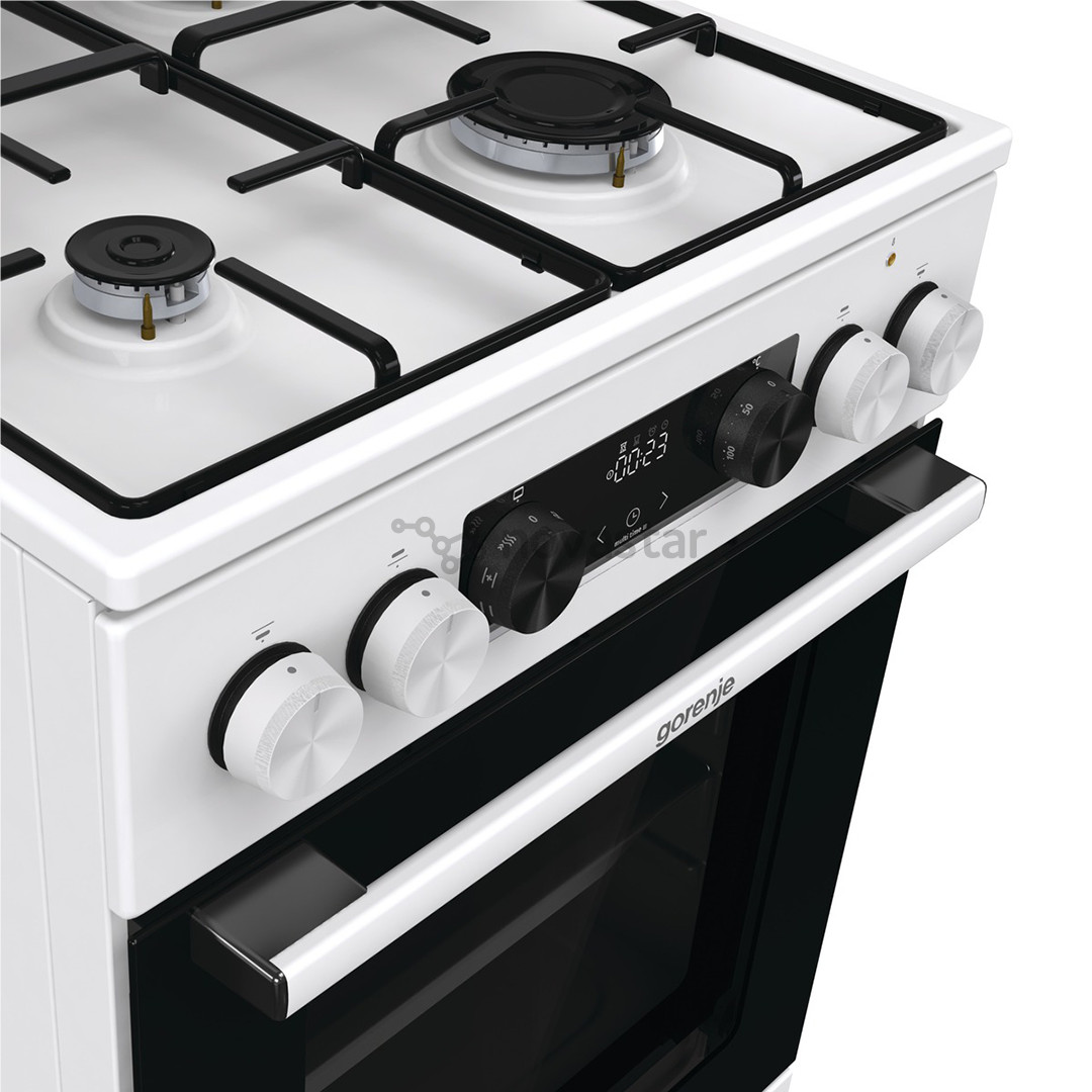 Gorenje, 62 L, plotis 50 cm, balta - Dujinė viryklė su elektrine orkaite