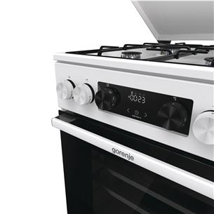 Gorenje, 62 L, plotis 50 cm, balta - Dujinė viryklė su elektrine orkaite