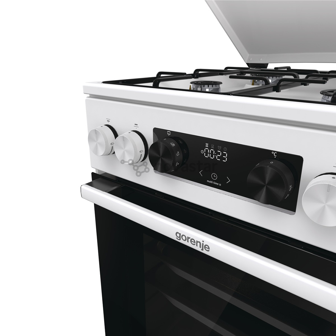 Gorenje, 62 L, plotis 50 cm, balta - Dujinė viryklė su elektrine orkaite