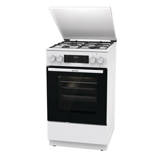 Gorenje, 62 L, plotis 50 cm, balta - Dujinė viryklė su elektrine orkaite
