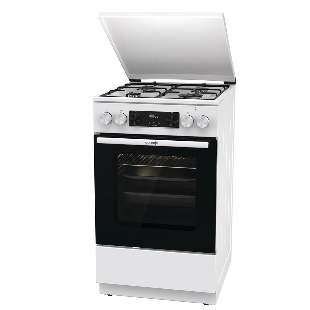 Gorenje, 62 L, plotis 50 cm, balta - Dujinė viryklė su elektrine orkaite