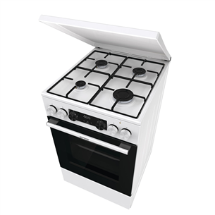 Gorenje, 62 L, plotis 50 cm, balta - Dujinė viryklė su elektrine orkaite