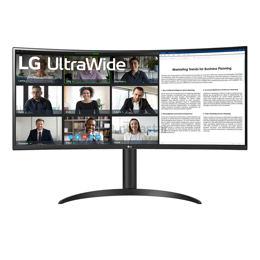 LG WR55QC UltraWide, 34'', QHD, LED VA, 100 Hz, USB-C, lenktas, juodas - Monitorius 34WR55QK-B