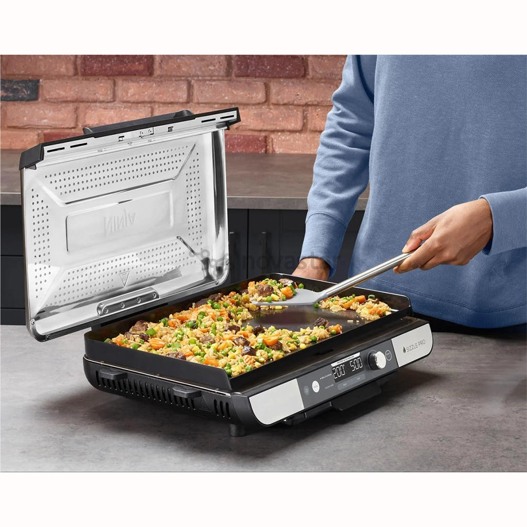Ninja Sizzle Pro XL Grill & Flat Plate, sidabro spalvos/juodas - Elektrinis grilis