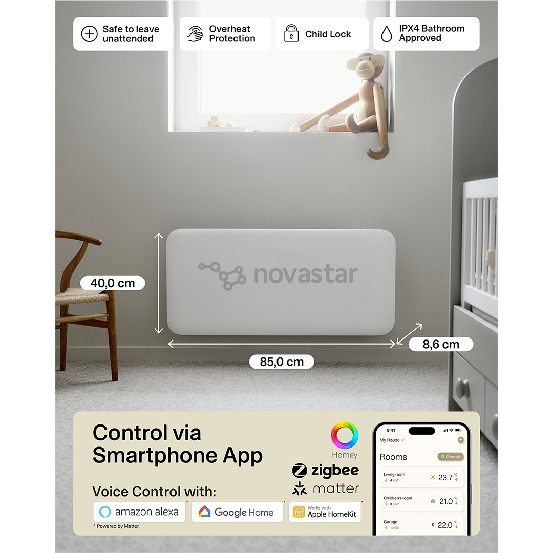 Mill Gen 4, Wi-Fi, 1000 W, baltas - Elektrinis radiatorius
