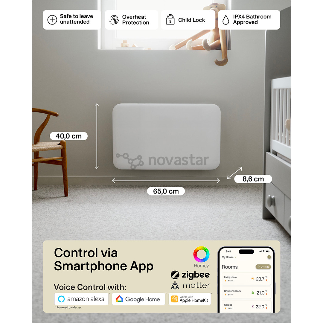 Mill Gen 4, Wi-Fi, 700 W, baltas - Elektrinis radiatorius