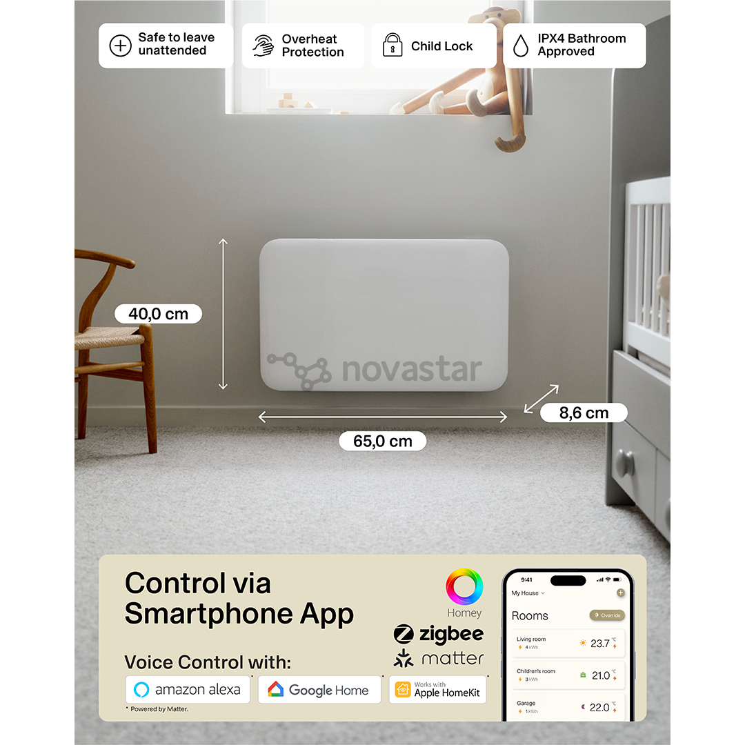 Mill Gen 4, Wi-Fi, 700 W, baltas - Elektrinis radiatorius