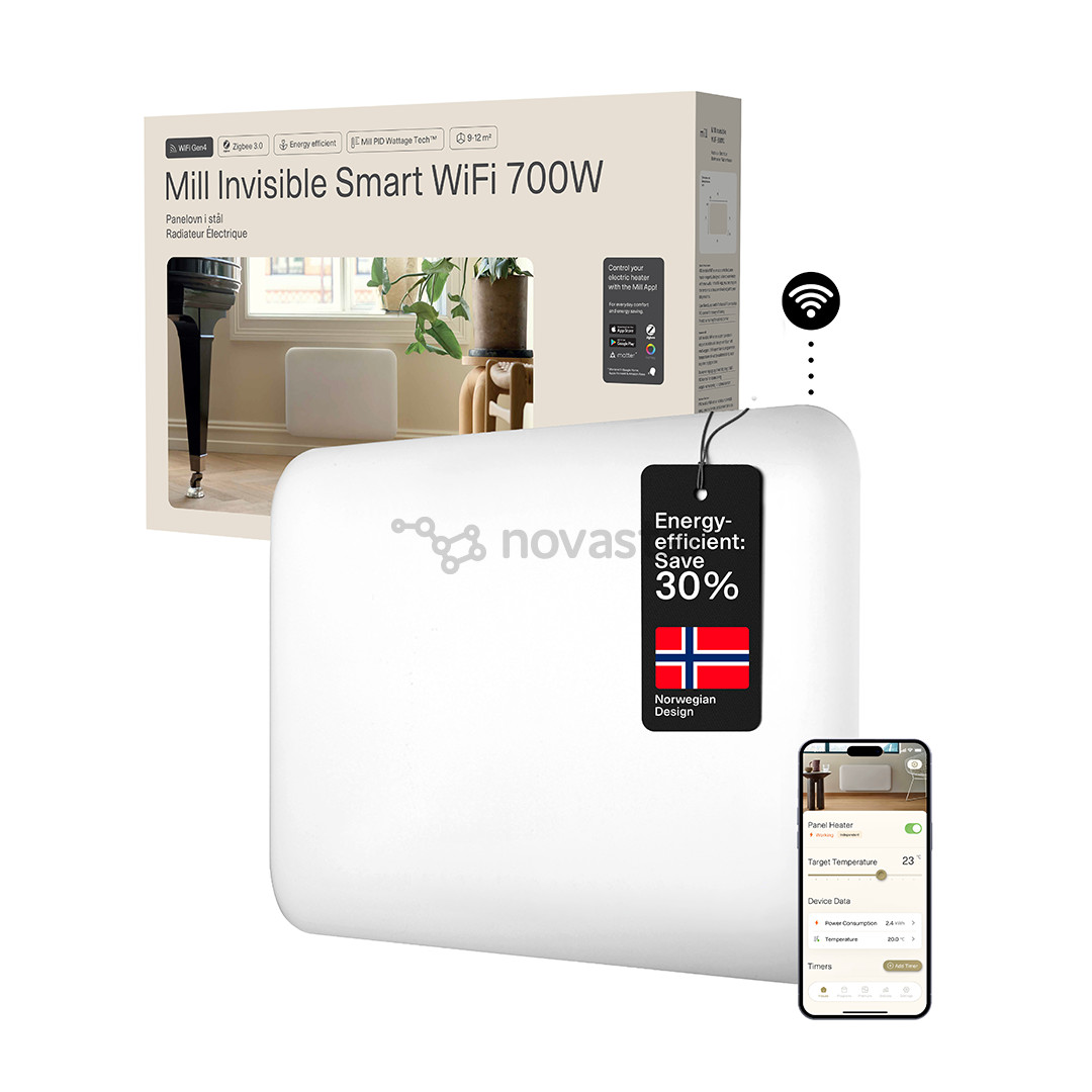 Mill Gen 4, Wi-Fi, 700 W, baltas - Elektrinis radiatorius