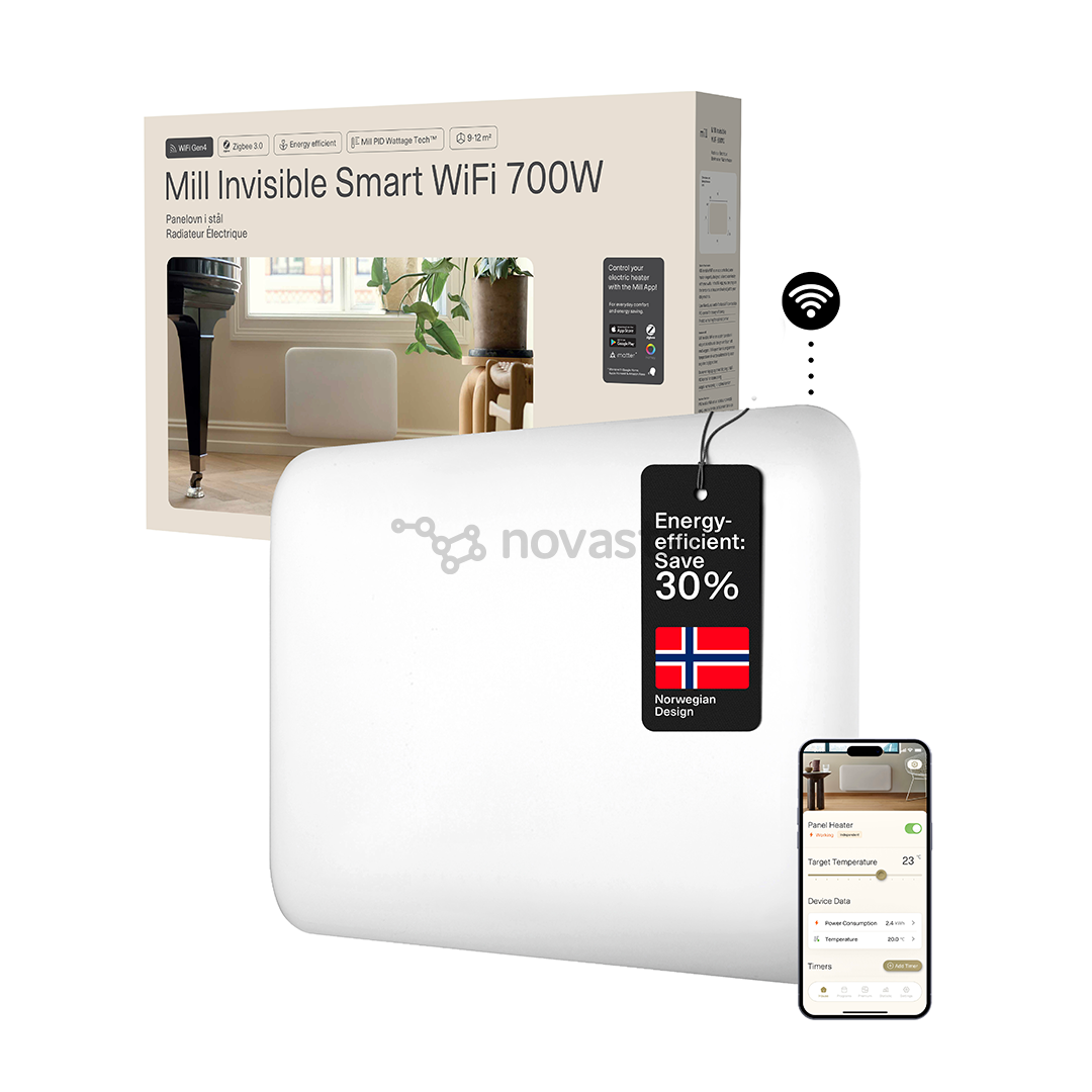 Mill Gen 4, Wi-Fi, 700 W, baltas - Elektrinis radiatorius