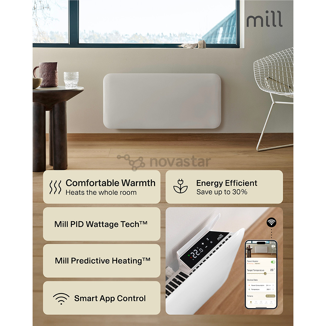 Mill Gen 4, Wi-Fi, 1500 W, baltas - Elektrinis radiatorius