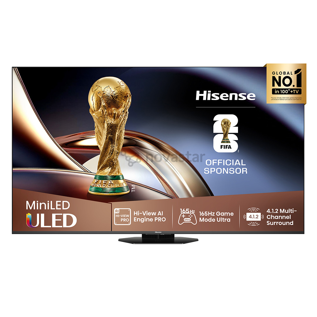 Hisense U8Q, 55'', 4K UHD, ULED, Mini LED, juodas - Televizorius