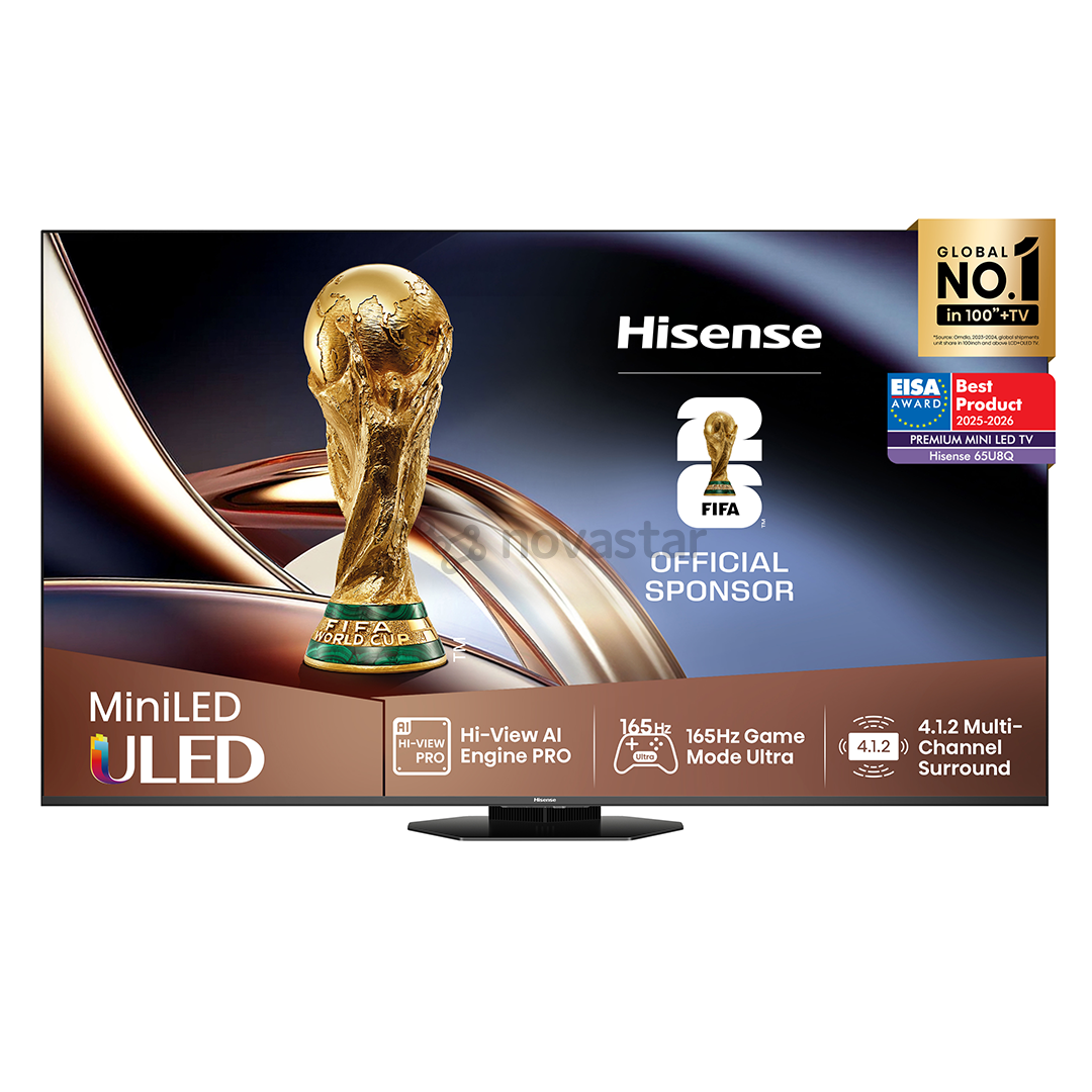 Hisense U8Q, 65'', 4K UHD, ULED, Mini LED, juodas - Televizorius