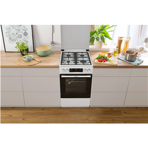 Gorenje, 70 л, ширина 50 см, белый - Газовая плита с электрической духовкой