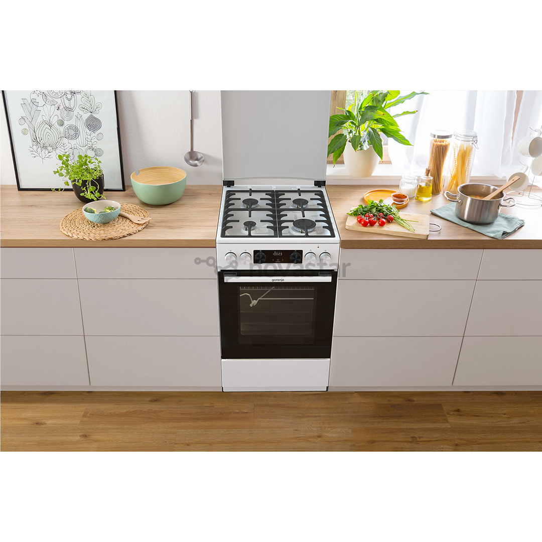 Gorenje, 70 л, ширина 50 см, белый - Газовая плита с электрической духовкой