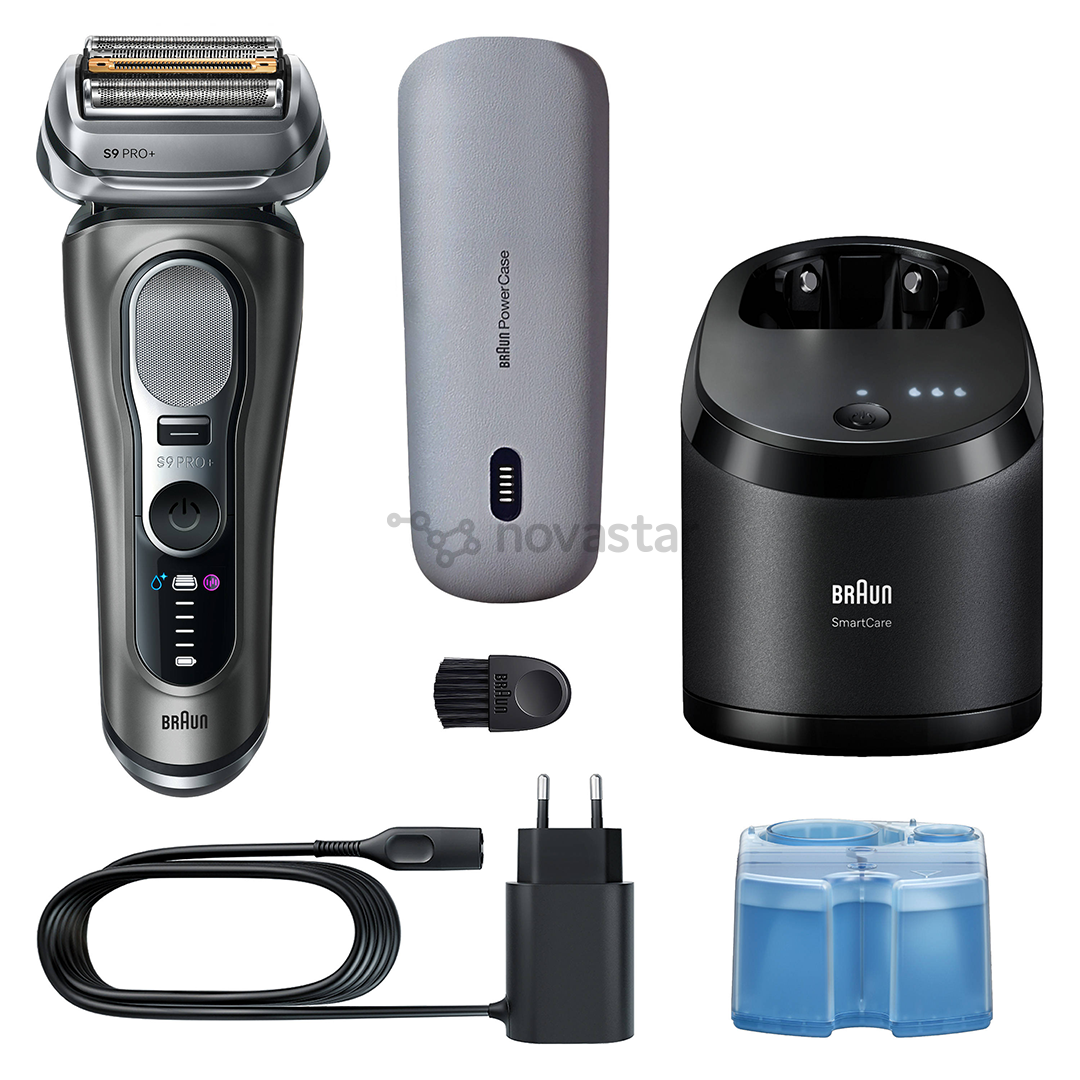 Braun Series 9 Pro+ Wet & Dry, станция SmartCare 6 в 1 и дорожный футляр PowerCase, темно-серый - Бритва