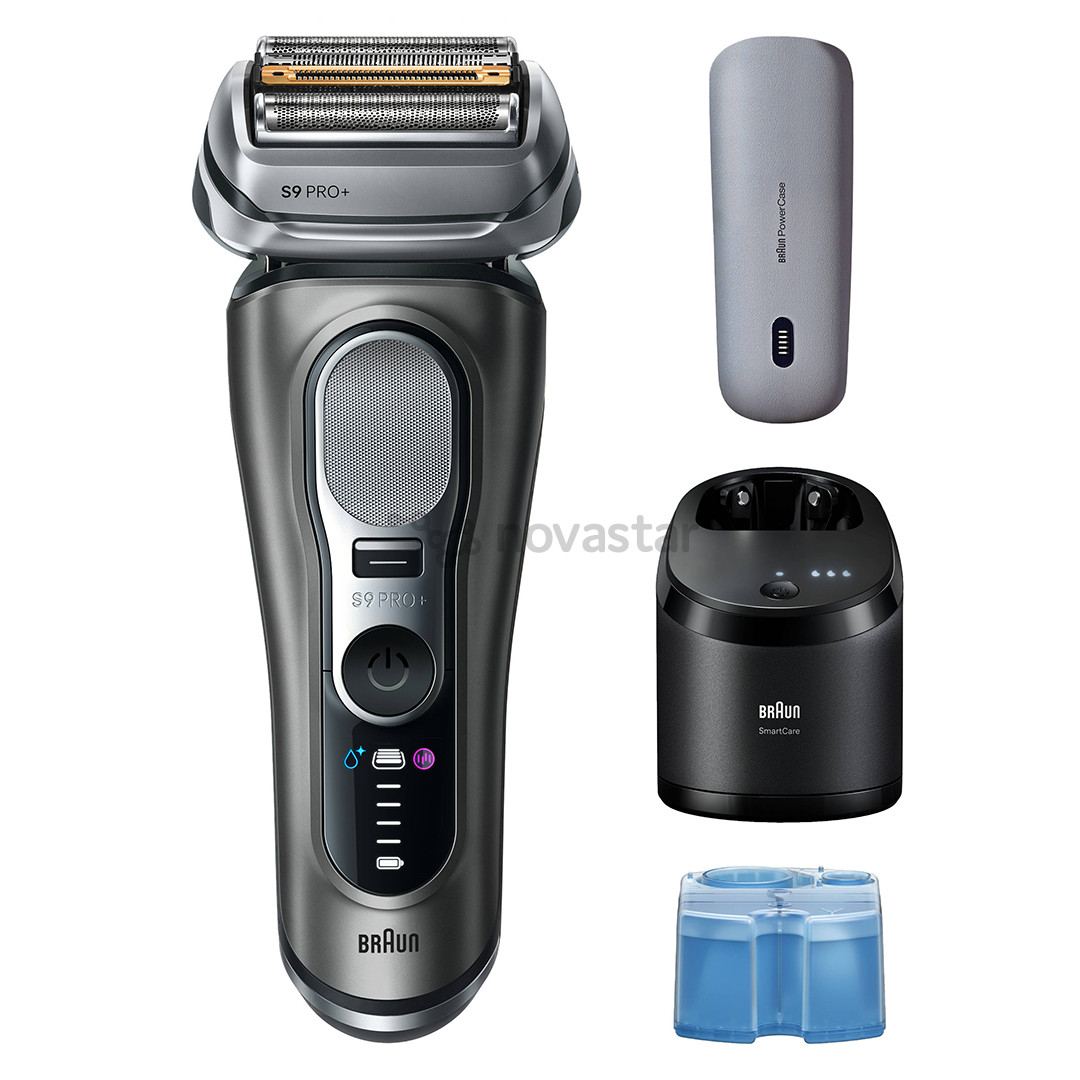 Braun Series 9 Pro+ Wet & Dry, 6 viename, SmartCare centras ir PowerCase, tamsiai pilkas - Skustuvas