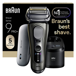 Braun Series 9 Pro+ Wet & Dry, 6 viename, SmartCare centras ir PowerCase, tamsiai pilkas - Skustuvas