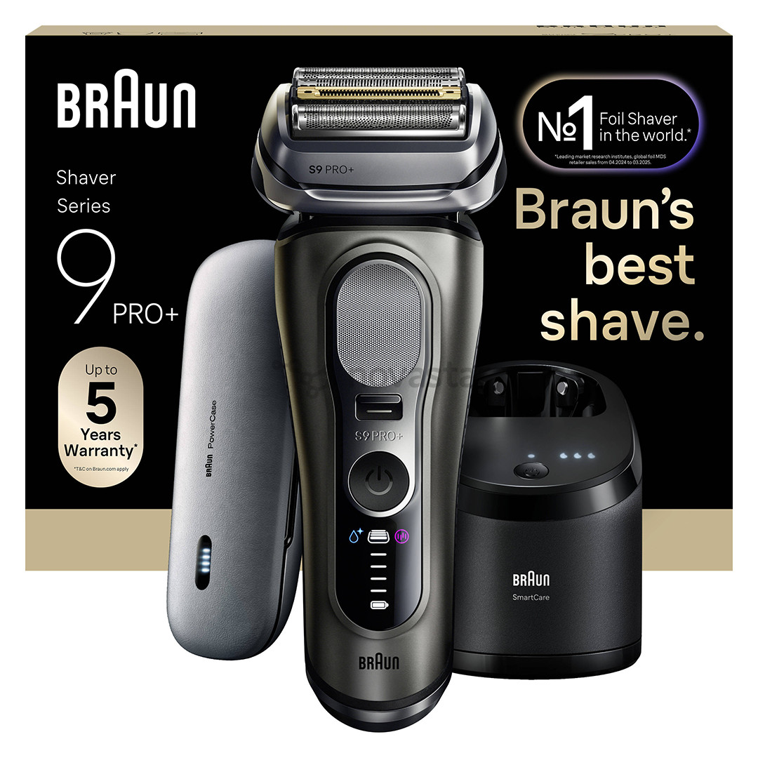 Braun Series 9 Pro+ Wet & Dry, 6 viename, SmartCare centras ir PowerCase, tamsiai pilkas - Skustuvas