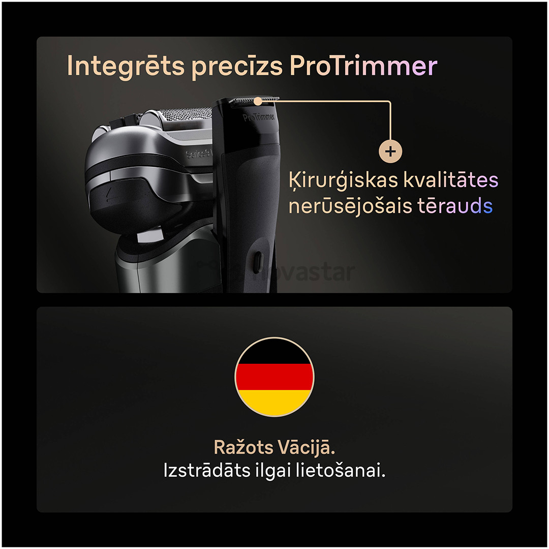 Braun Series 9 Pro+ Wet & Dry, 6 viename, SmartCare centras ir PowerCase, tamsiai pilkas - Skustuvas