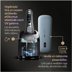 Braun Series 9 Pro+ Wet & Dry, 6 viename, SmartCare centras ir PowerCase, tamsiai pilkas - Skustuvas